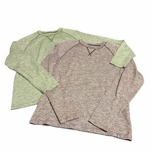 Two The North Face Men's Long Sleeve Tees - Green and Purple